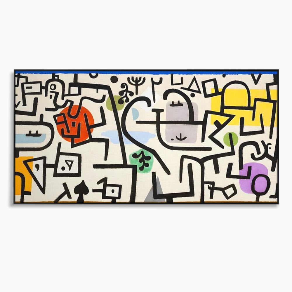 Tablou Canvas Premium LuxCanva® A1627, Rich Harbour , Camera Copil, Paul Klee, Animatie, Modern, Dormitor, Culori Vibrante