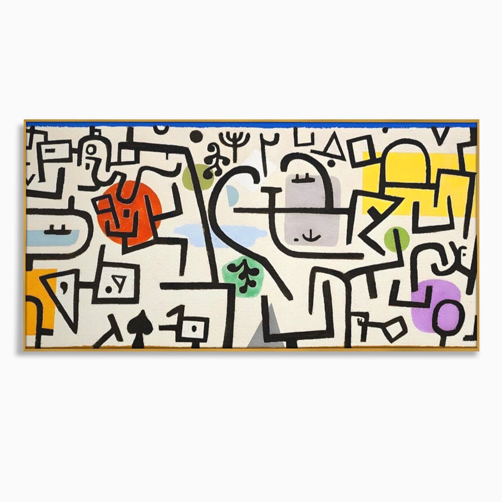 Tablou Canvas Premium LuxCanva® A1627, Rich Harbour , Camera Copil, Paul Klee, Animatie, Modern, Dormitor, Culori Vibrante