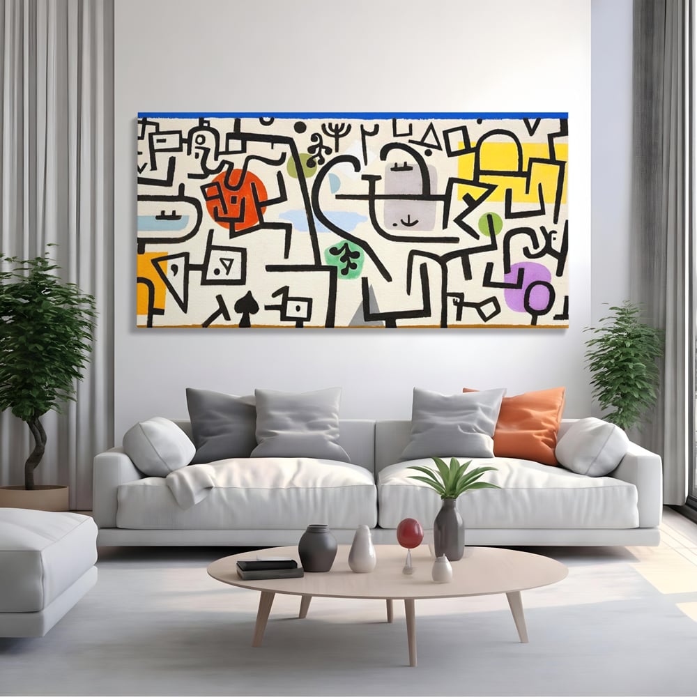 Tablou Canvas Premium LuxCanva® A1627, Rich Harbour , Camera Copil, Paul Klee, Animatie, Modern, Dormitor, Culori Vibrante