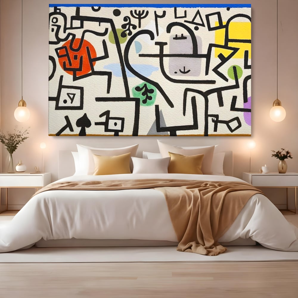 Tablou Canvas Premium LuxCanva® A1627, Rich Harbour , Camera Copil, Paul Klee, Animatie, Modern, Dormitor, Culori Vibrante