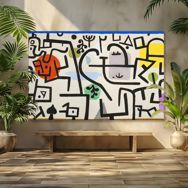 Tablou Canvas Premium LuxCanva® A1627, Rich Harbour , Camera Copil, Paul Klee, Animatie, Modern, Dormitor, Culori Vibrante