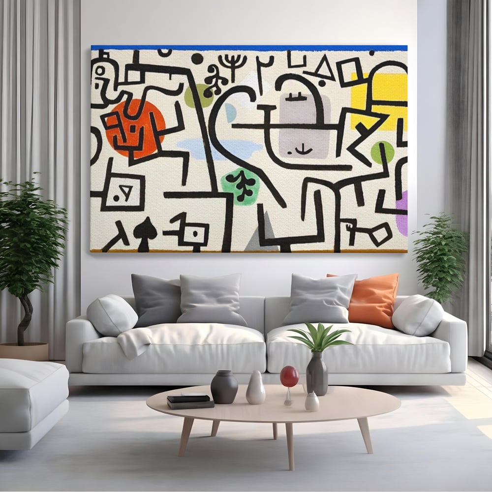 Tablou Canvas Premium LuxCanva® A1627, Rich Harbour , Camera Copil, Paul Klee, Animatie, Modern, Dormitor, Culori Vibrante