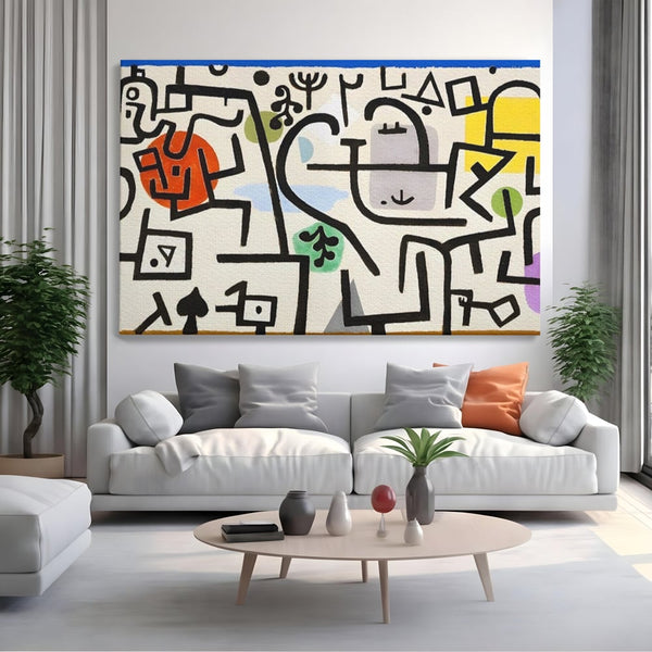 Tablou Canvas Premium LuxCanva® A1627, Rich Harbour , Camera Copil, Paul Klee, Animatie, Modern, Dormitor, Culori Vibrante