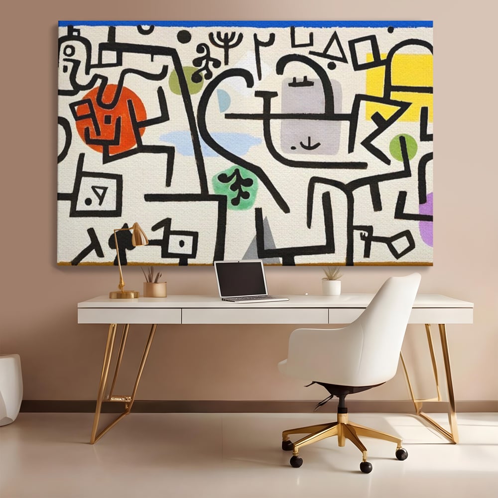 Tablou Canvas Premium LuxCanva® A1627, Rich Harbour , Camera Copil, Paul Klee, Animatie, Modern, Dormitor, Culori Vibrante