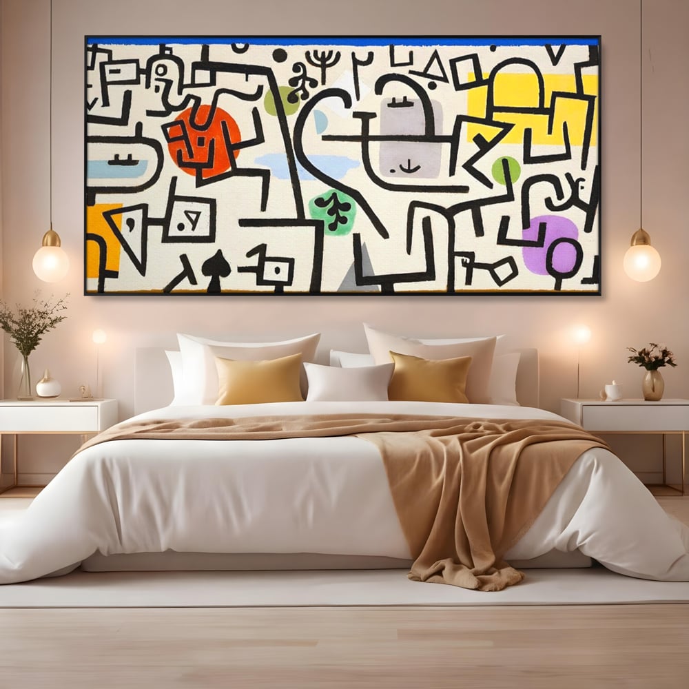 Tablou Canvas Premium LuxCanva® A1627, Rich Harbour , Camera Copil, Paul Klee, Animatie, Modern, Dormitor, Culori Vibrante