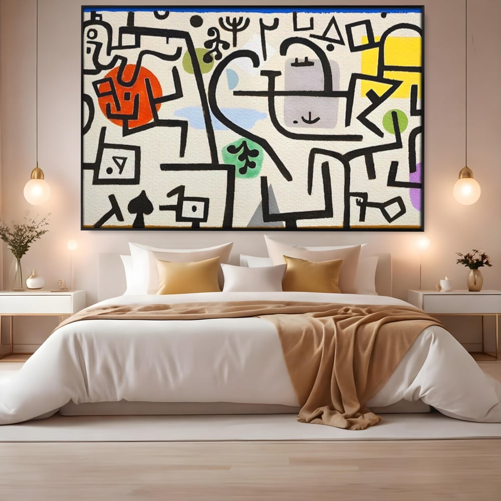 Tablou Canvas Premium LuxCanva® A1627, Rich Harbour , Camera Copil, Paul Klee, Animatie, Modern, Dormitor, Culori Vibrante