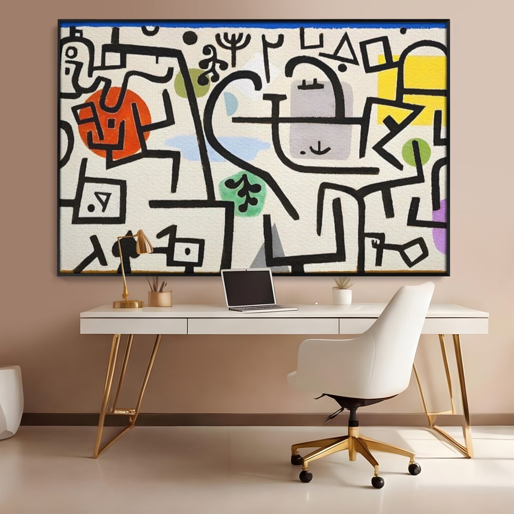 Tablou Canvas Premium LuxCanva® A1627, Rich Harbour , Camera Copil, Paul Klee, Animatie, Modern, Dormitor, Culori Vibrante