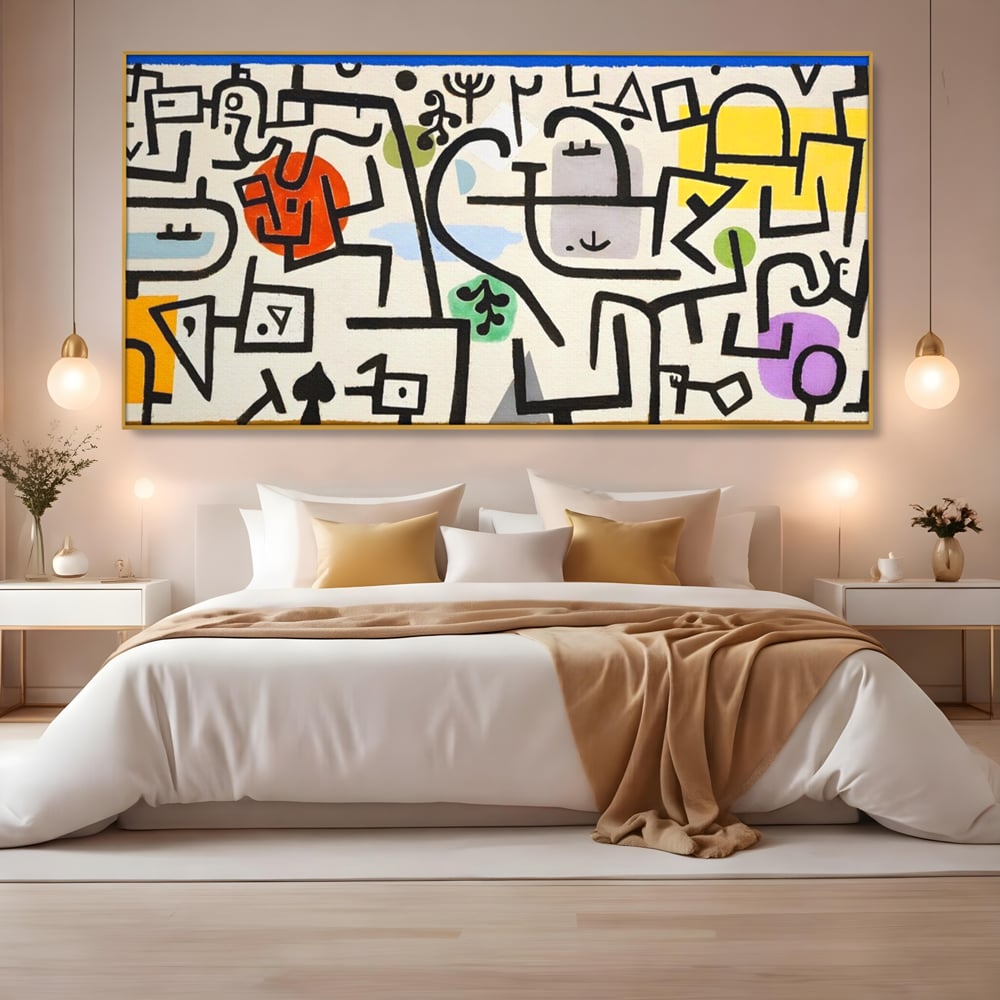 Tablou Canvas Premium LuxCanva® A1627, Rich Harbour , Camera Copil, Paul Klee, Animatie, Modern, Dormitor, Culori Vibrante
