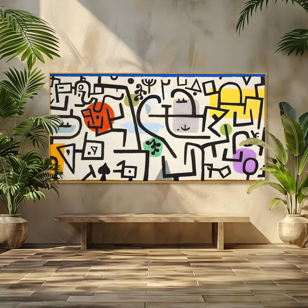 Tablou Canvas Premium LuxCanva® A1627, Rich Harbour , Camera Copil, Paul Klee, Animatie, Modern, Dormitor, Culori Vibrante