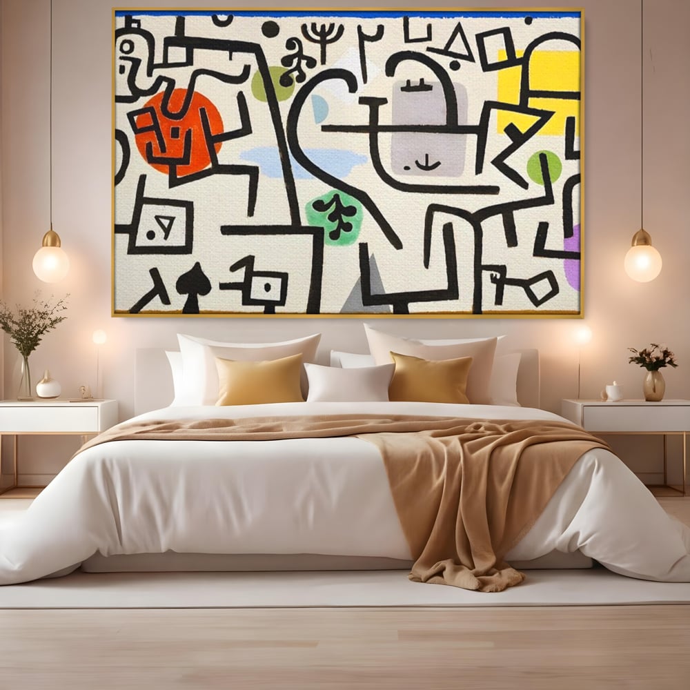 Tablou Canvas Premium LuxCanva® A1627, Rich Harbour , Camera Copil, Paul Klee, Animatie, Modern, Dormitor, Culori Vibrante
