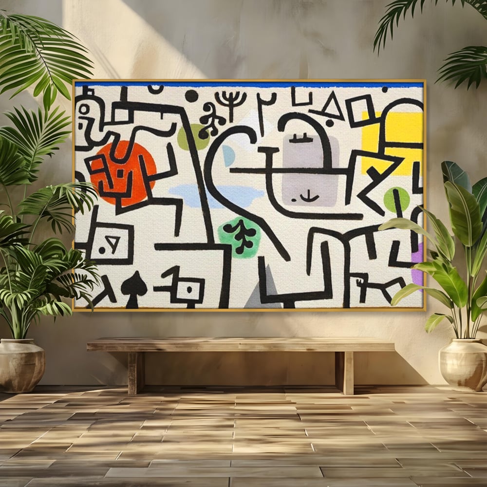Tablou Canvas Premium LuxCanva® A1627, Rich Harbour , Camera Copil, Paul Klee, Animatie, Modern, Dormitor, Culori Vibrante