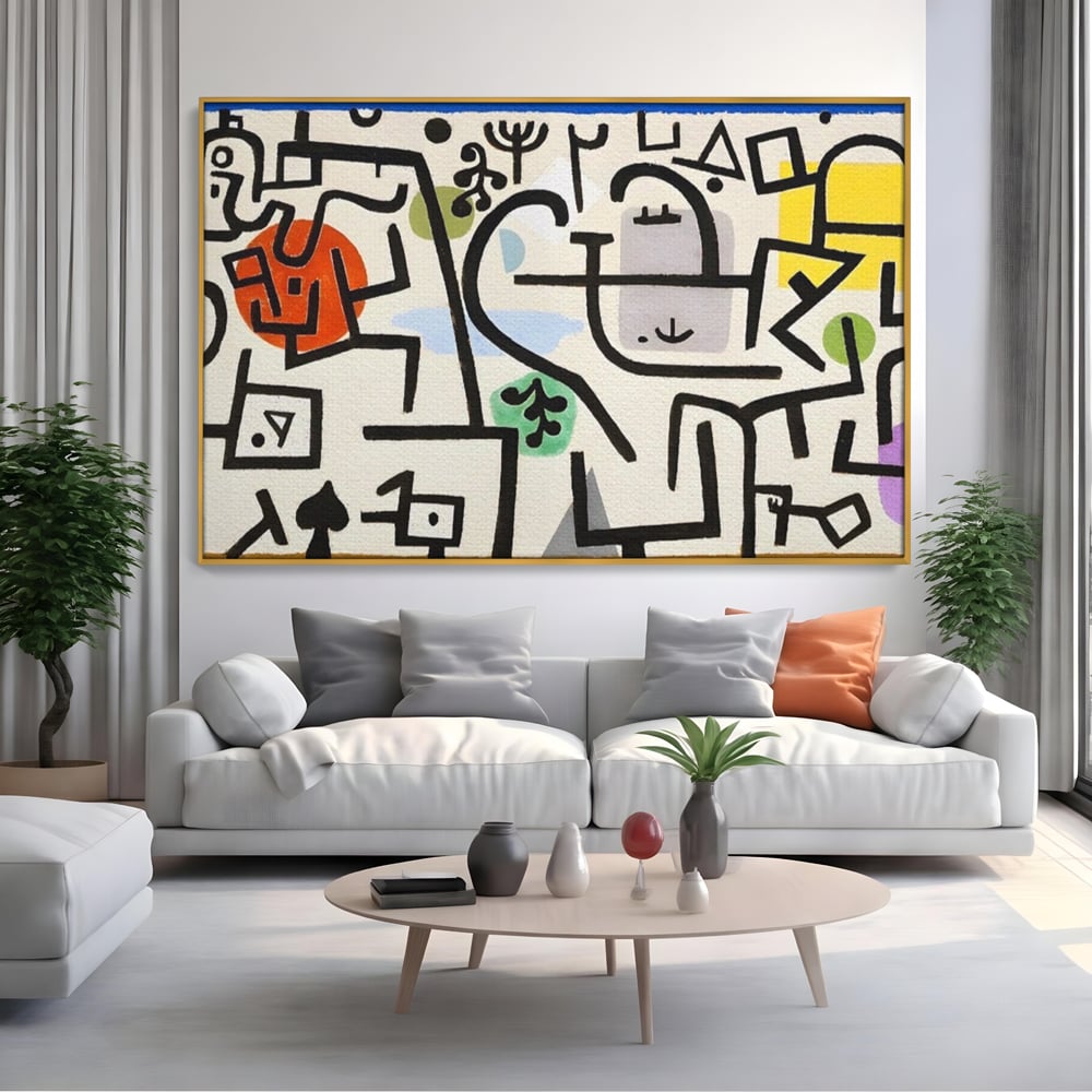 Tablou Canvas Premium LuxCanva® A1627, Rich Harbour , Camera Copil, Paul Klee, Animatie, Modern, Dormitor, Culori Vibrante