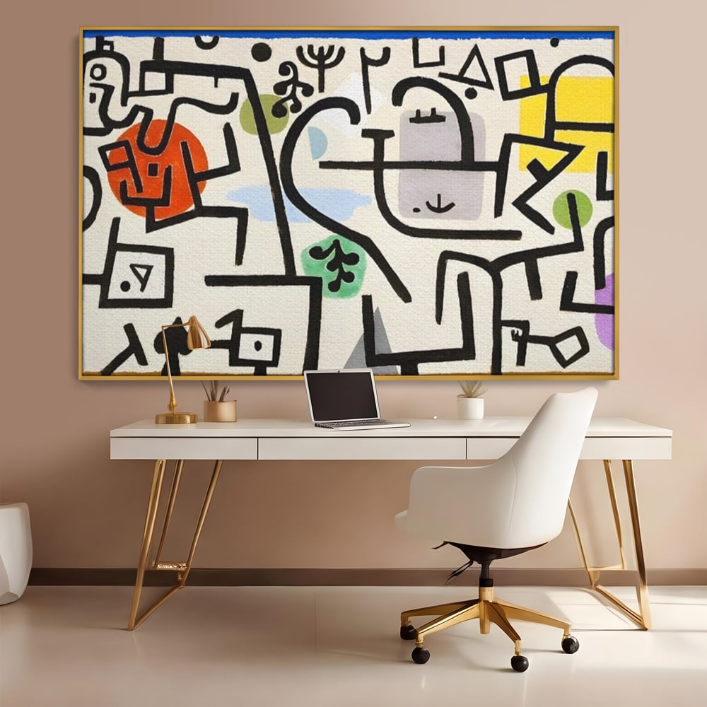 Tablou Canvas Premium LuxCanva® A1627, Rich Harbour , Camera Copil, Paul Klee, Animatie, Modern, Dormitor, Culori Vibrante