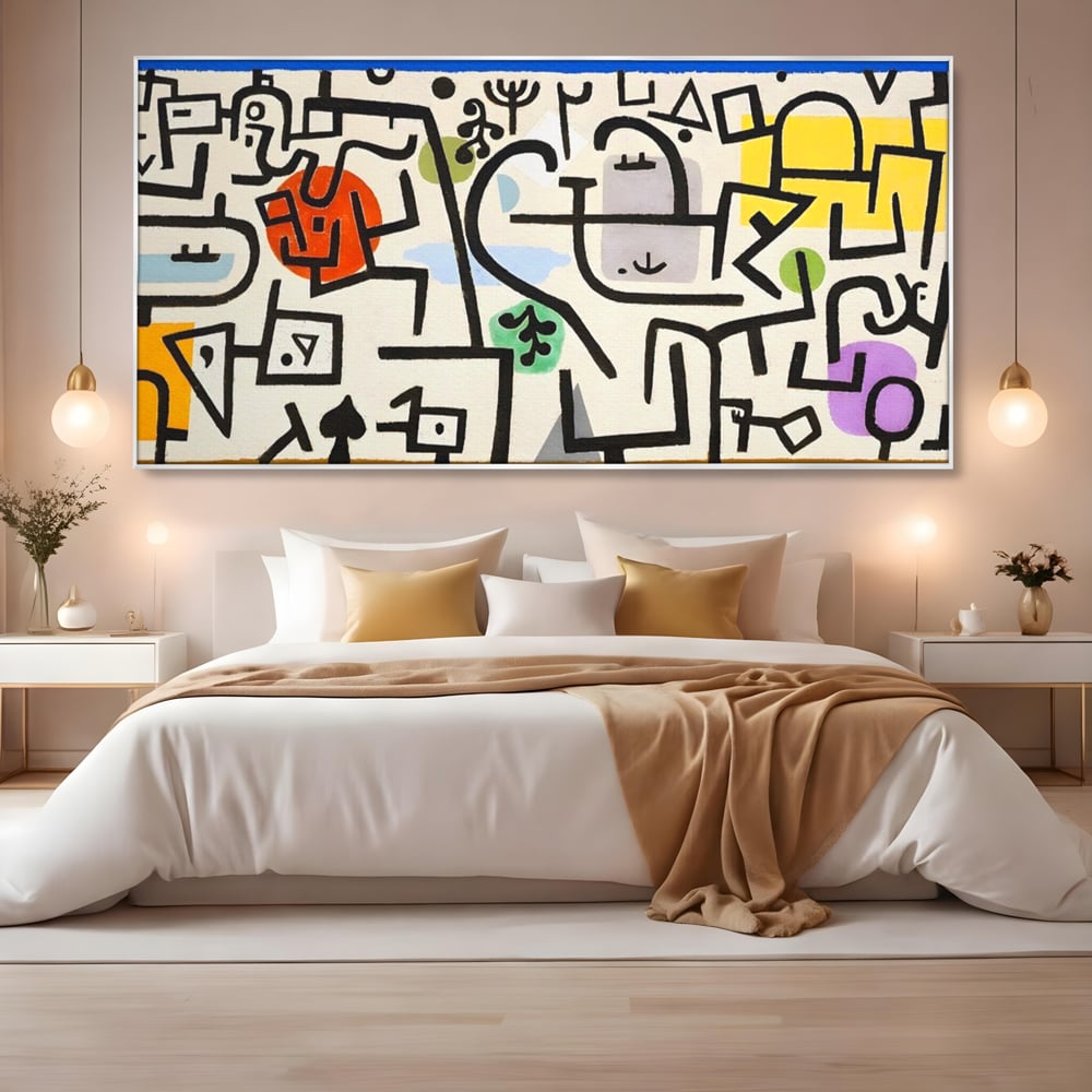 Tablou Canvas Premium LuxCanva® A1627, Rich Harbour , Camera Copil, Paul Klee, Animatie, Modern, Dormitor, Culori Vibrante