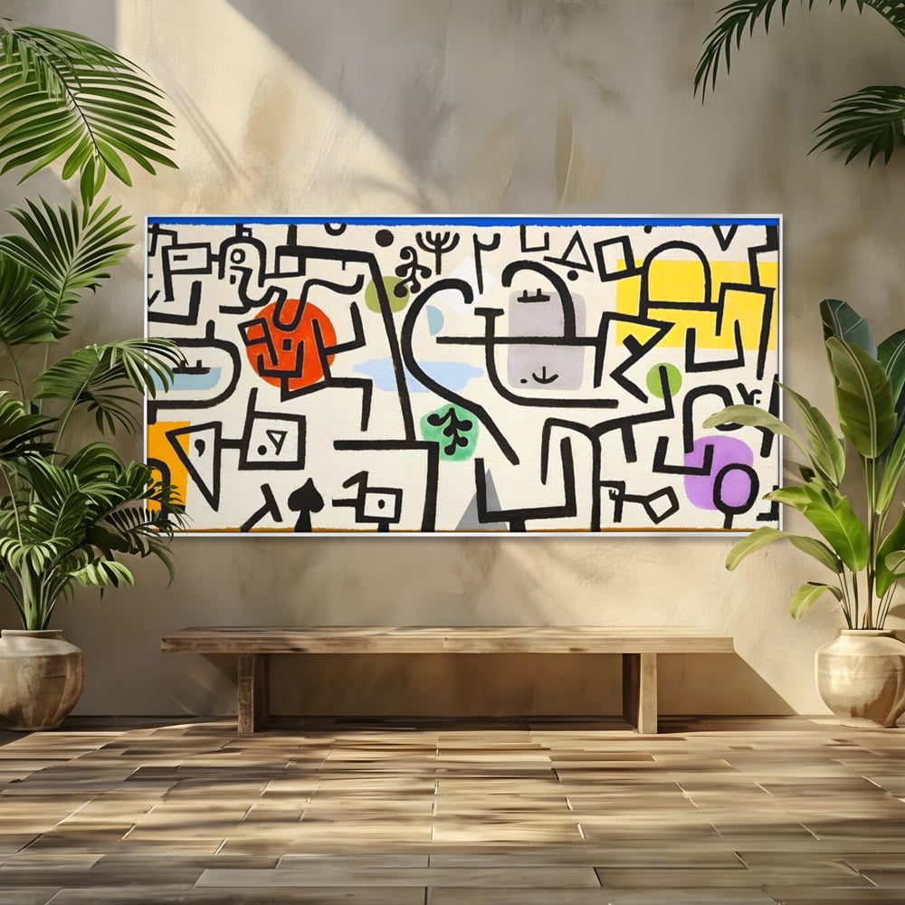 Tablou Canvas Premium LuxCanva® A1627, Rich Harbour , Camera Copil, Paul Klee, Animatie, Modern, Dormitor, Culori Vibrante