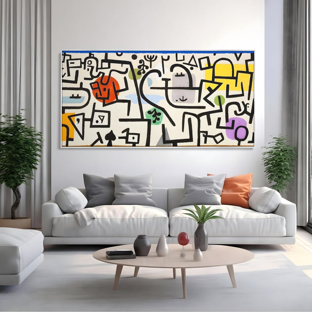 Tablou Canvas Premium LuxCanva® A1627, Rich Harbour , Camera Copil, Paul Klee, Animatie, Modern, Dormitor, Culori Vibrante