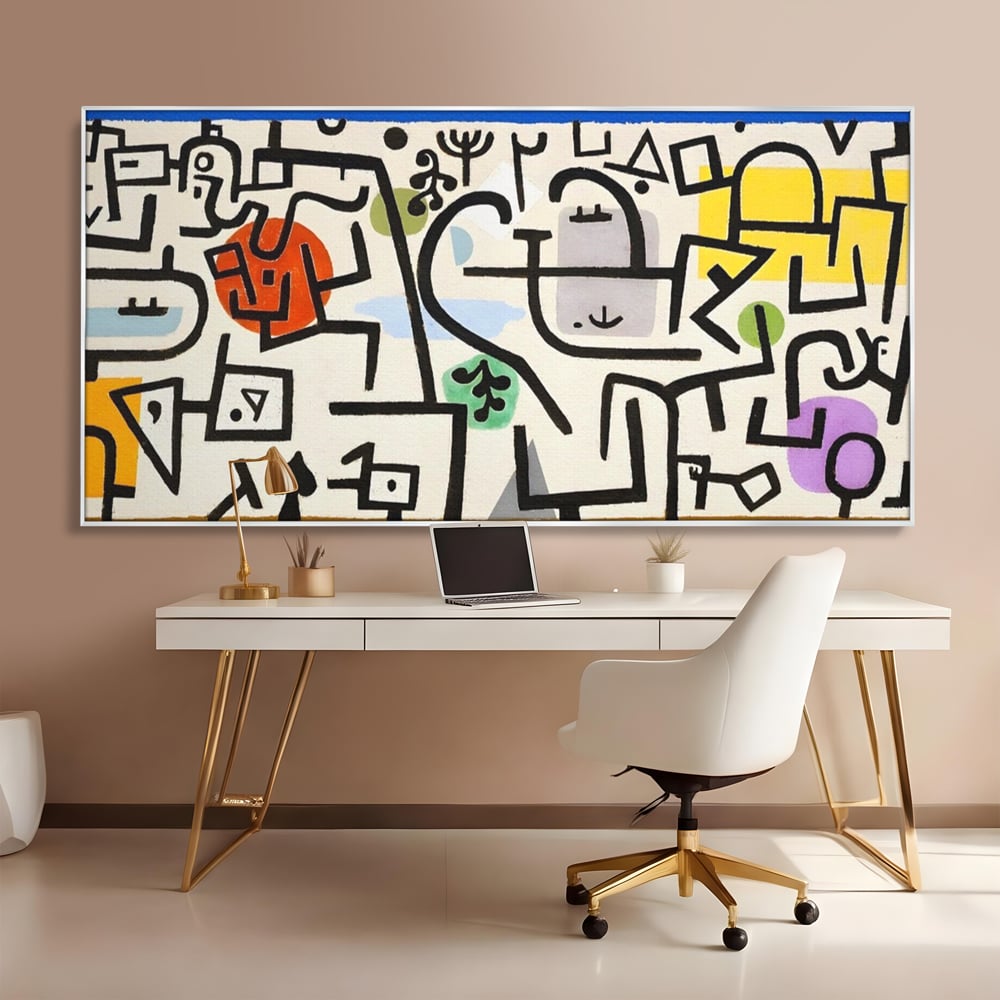 Tablou Canvas Premium LuxCanva® A1627, Rich Harbour , Camera Copil, Paul Klee, Animatie, Modern, Dormitor, Culori Vibrante