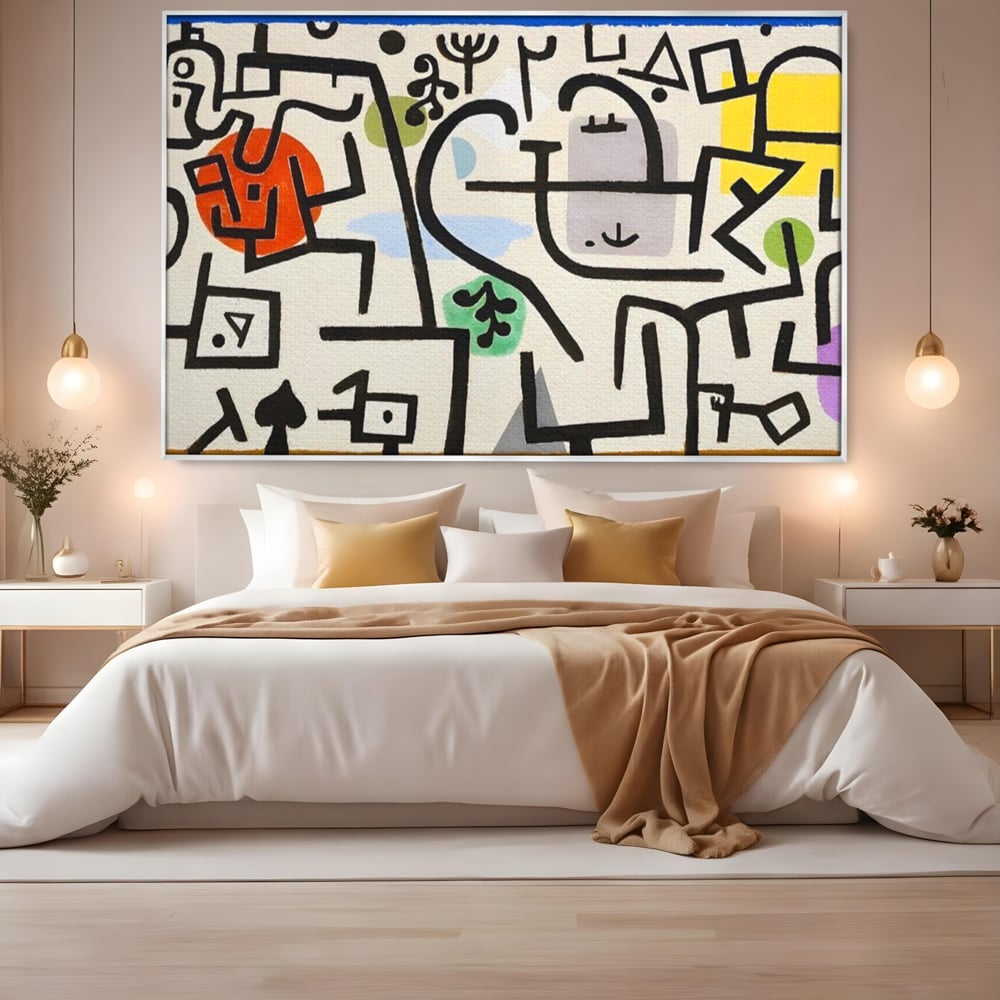 Tablou Canvas Premium LuxCanva® A1627, Rich Harbour , Camera Copil, Paul Klee, Animatie, Modern, Dormitor, Culori Vibrante