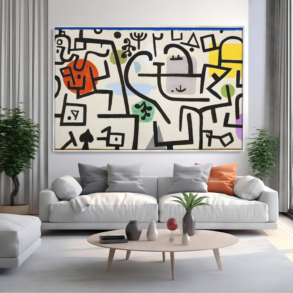 Tablou Canvas Premium LuxCanva® A1627, Rich Harbour , Camera Copil, Paul Klee, Animatie, Modern, Dormitor, Culori Vibrante