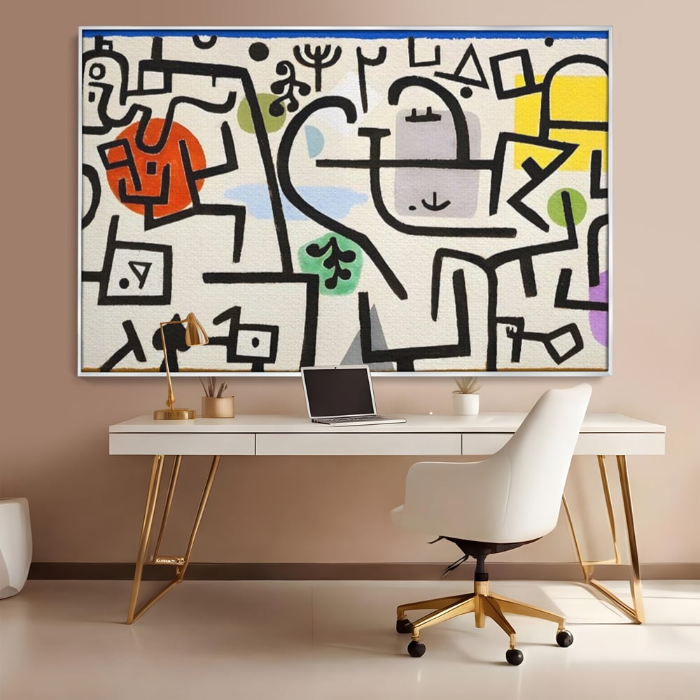 Tablou Canvas Premium LuxCanva® A1627, Rich Harbour , Camera Copil, Paul Klee, Animatie, Modern, Dormitor, Culori Vibrante