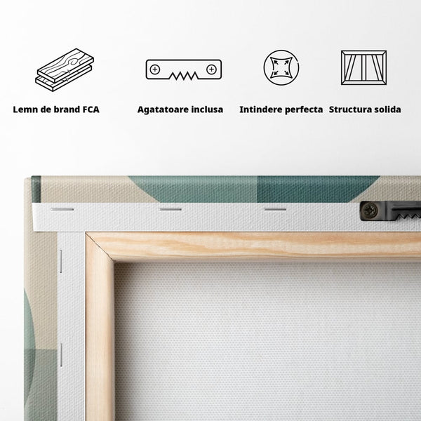 Tablou Canvas Premium LuxCanva® A1628, Turquoise Abstract , Living, Cerc, Cromatic, Modern, Dormitor, Culori Vibrante