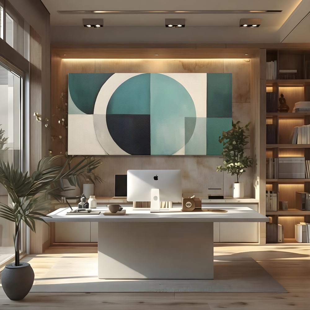 Tablou Canvas Premium LuxCanva® A1628, Turquoise Abstract , Living, Cerc, Cromatic, Modern, Dormitor, Culori Vibrante