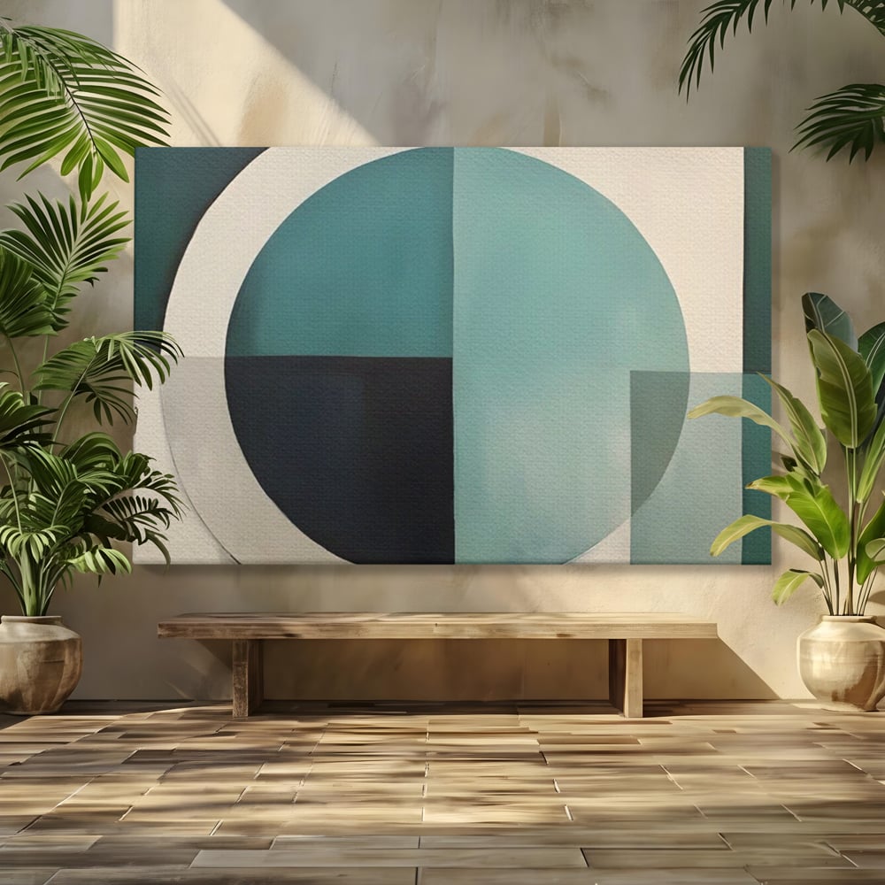 Tablou Canvas Premium LuxCanva® A1628, Turquoise Abstract , Living, Cerc, Cromatic, Modern, Dormitor, Culori Vibrante