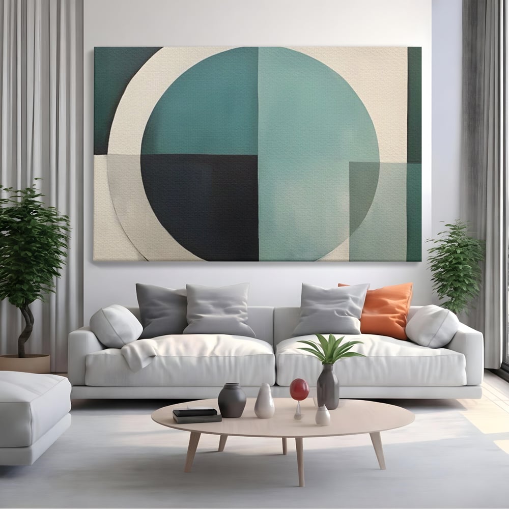Tablou Canvas Premium LuxCanva® A1628, Turquoise Abstract , Living, Cerc, Cromatic, Modern, Dormitor, Culori Vibrante