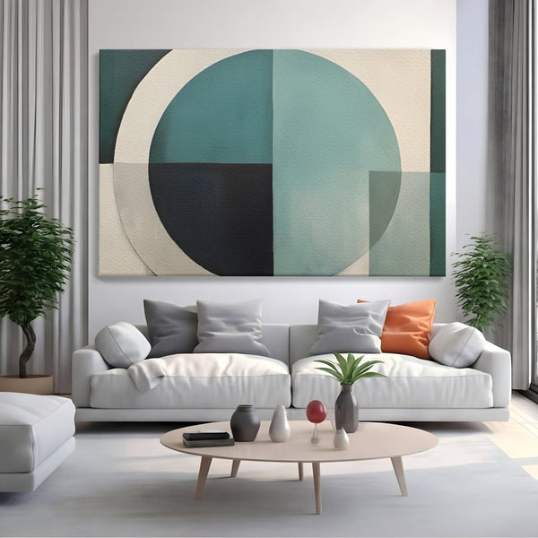 Tablou Canvas Premium LuxCanva® A1628, Turquoise Abstract , Living, Cerc, Cromatic, Modern, Dormitor, Culori Vibrante