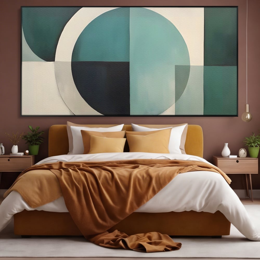 Tablou Canvas Premium LuxCanva® A1628, Turquoise Abstract , Living, Cerc, Cromatic, Modern, Dormitor, Culori Vibrante