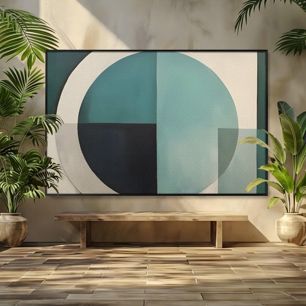 Tablou Canvas Premium LuxCanva® A1628, Turquoise Abstract , Living, Cerc, Cromatic, Modern, Dormitor, Culori Vibrante