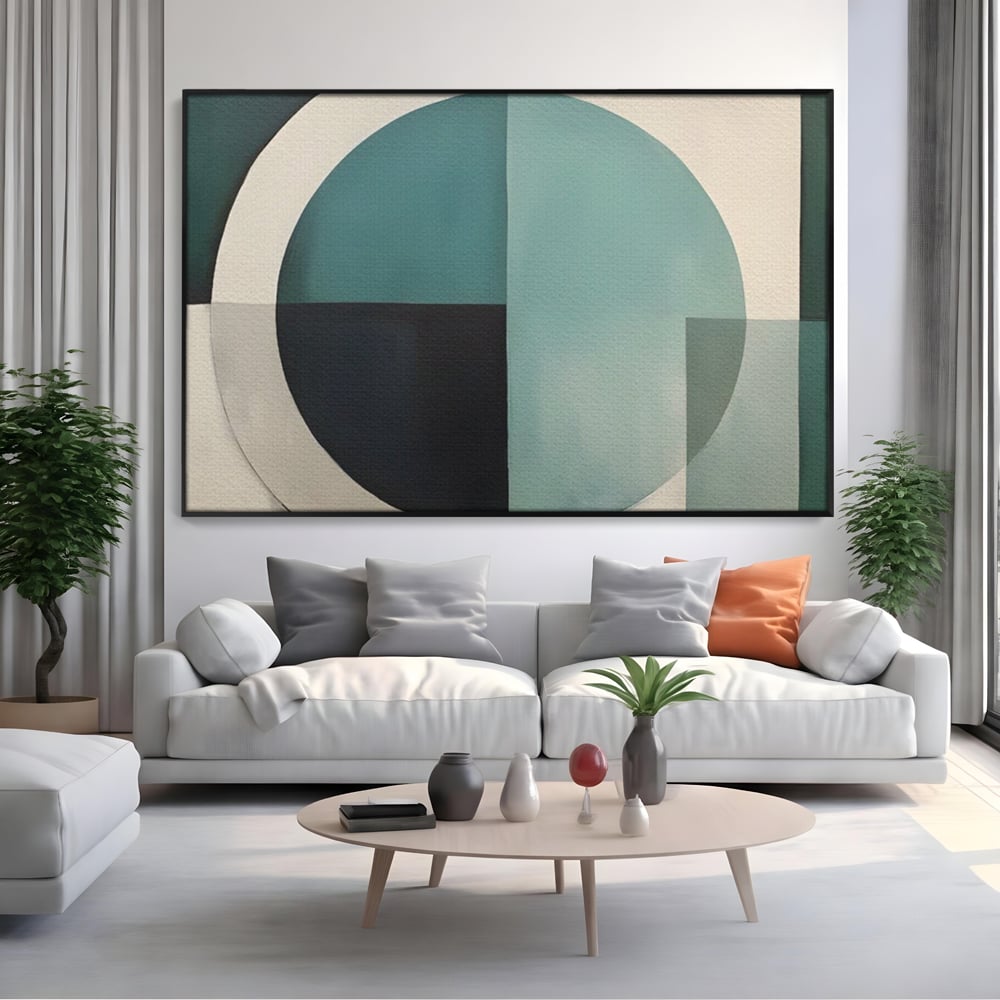 Tablou Canvas Premium LuxCanva® A1628, Turquoise Abstract , Living, Cerc, Cromatic, Modern, Dormitor, Culori Vibrante