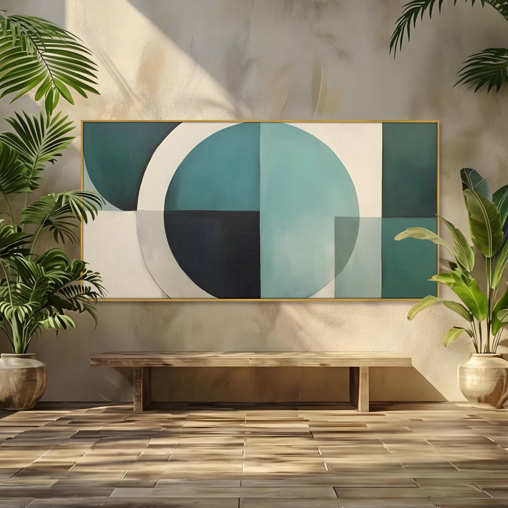 Tablou Canvas Premium LuxCanva® A1628, Turquoise Abstract , Living, Cerc, Cromatic, Modern, Dormitor, Culori Vibrante