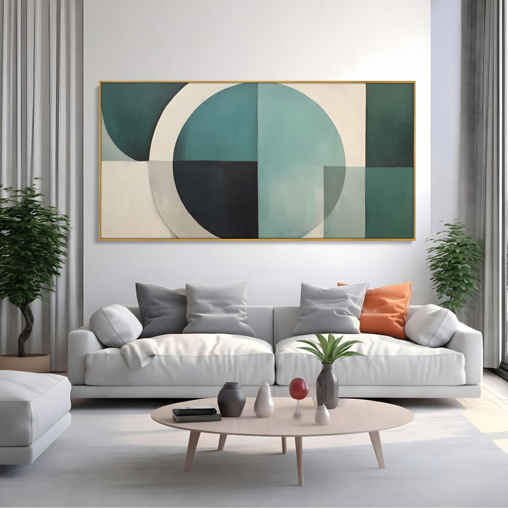 Tablou Canvas Premium LuxCanva® A1628, Turquoise Abstract , Living, Cerc, Cromatic, Modern, Dormitor, Culori Vibrante