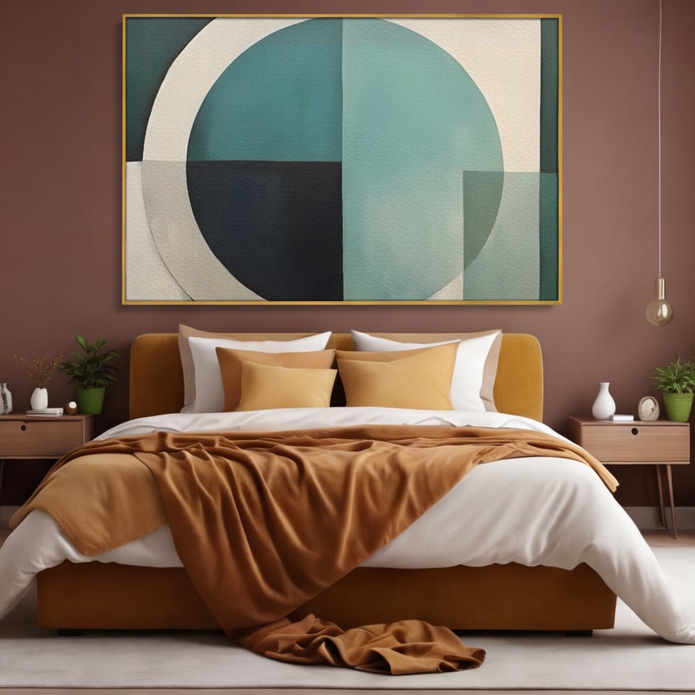 Tablou Canvas Premium LuxCanva® A1628, Turquoise Abstract , Living, Cerc, Cromatic, Modern, Dormitor, Culori Vibrante