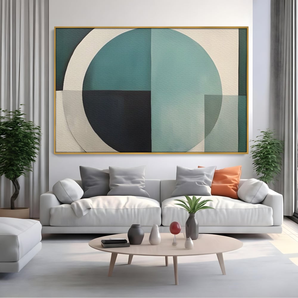 Tablou Canvas Premium LuxCanva® A1628, Turquoise Abstract , Living, Cerc, Cromatic, Modern, Dormitor, Culori Vibrante