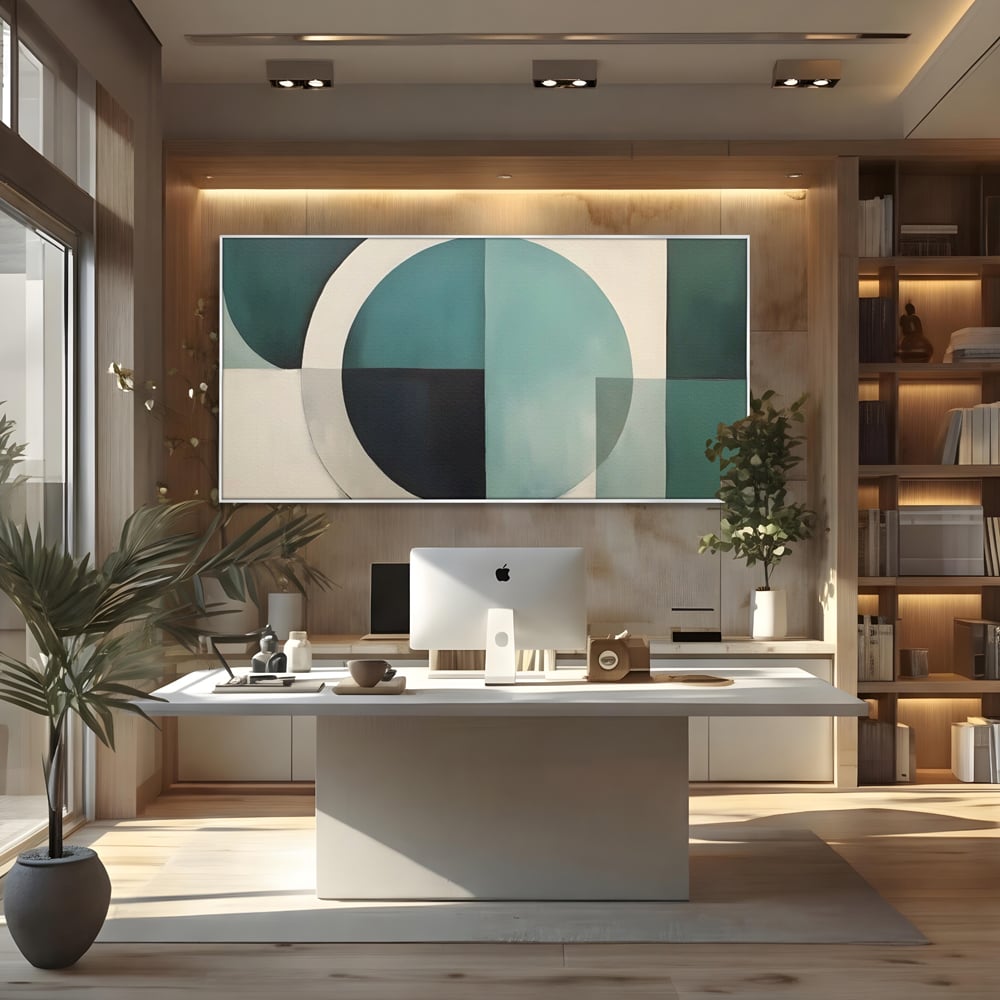Tablou Canvas Premium LuxCanva® A1628, Turquoise Abstract , Living, Cerc, Cromatic, Modern, Dormitor, Culori Vibrante