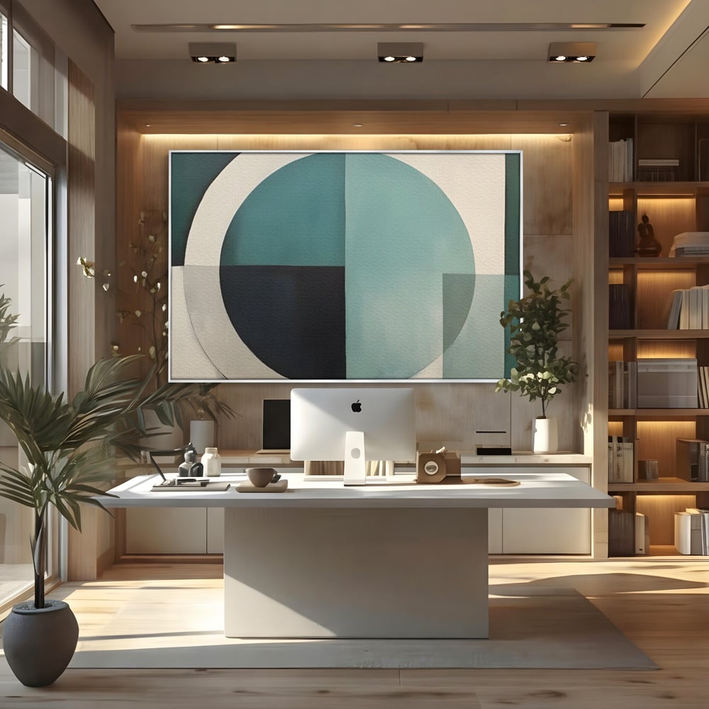 Tablou Canvas Premium LuxCanva® A1628, Turquoise Abstract , Living, Cerc, Cromatic, Modern, Dormitor, Culori Vibrante
