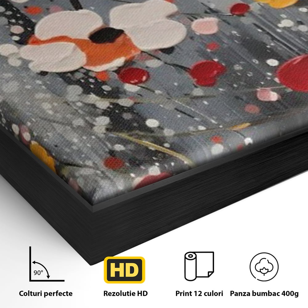 Tablou Canvas Premium LuxCanva® A1629, Minimal Flowers ,  Living, Flori, Natura, Decorativ, Dormitor, Culori Vibrante