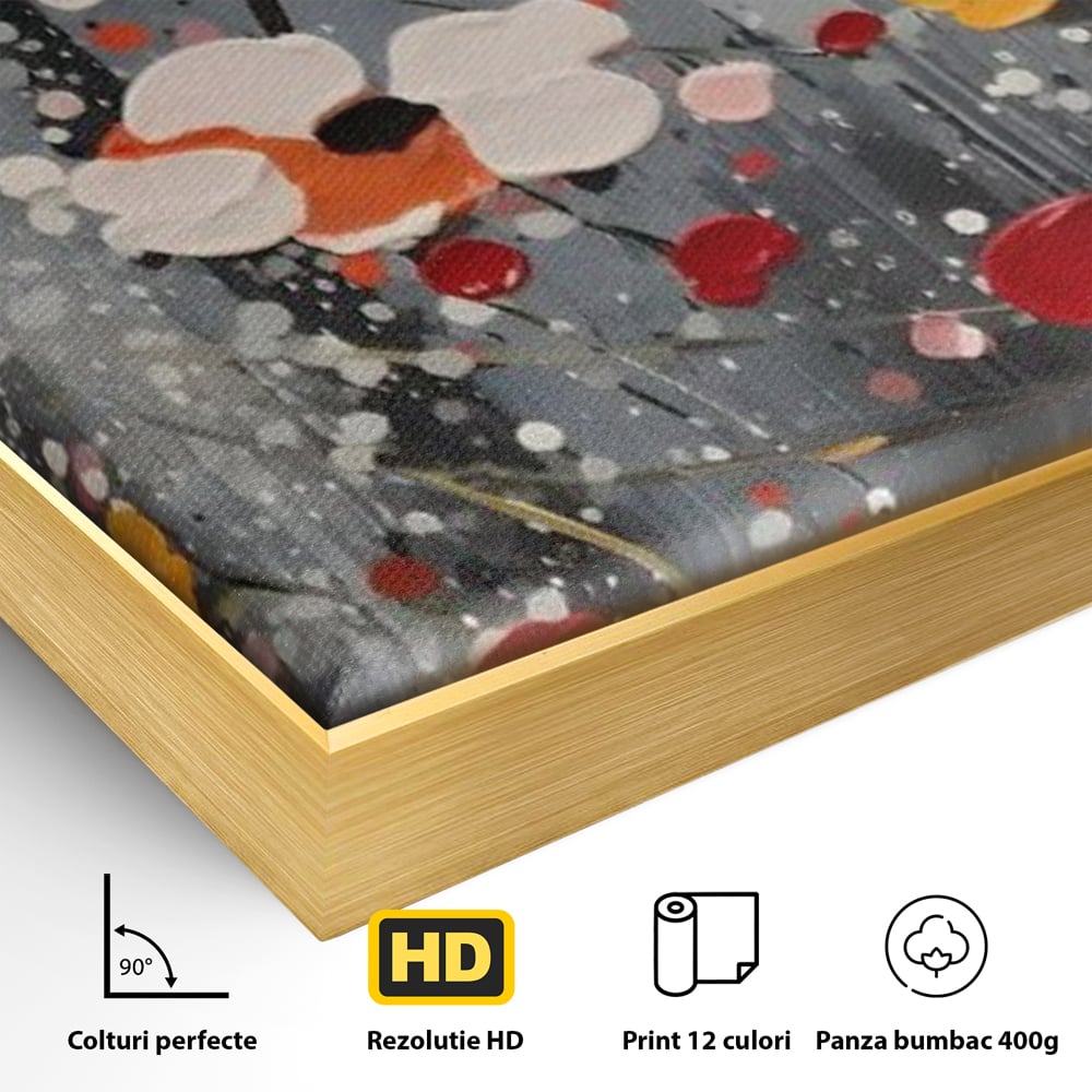 Tablou Canvas Premium LuxCanva® A1629, Minimal Flowers ,  Living, Flori, Natura, Decorativ, Dormitor, Culori Vibrante
