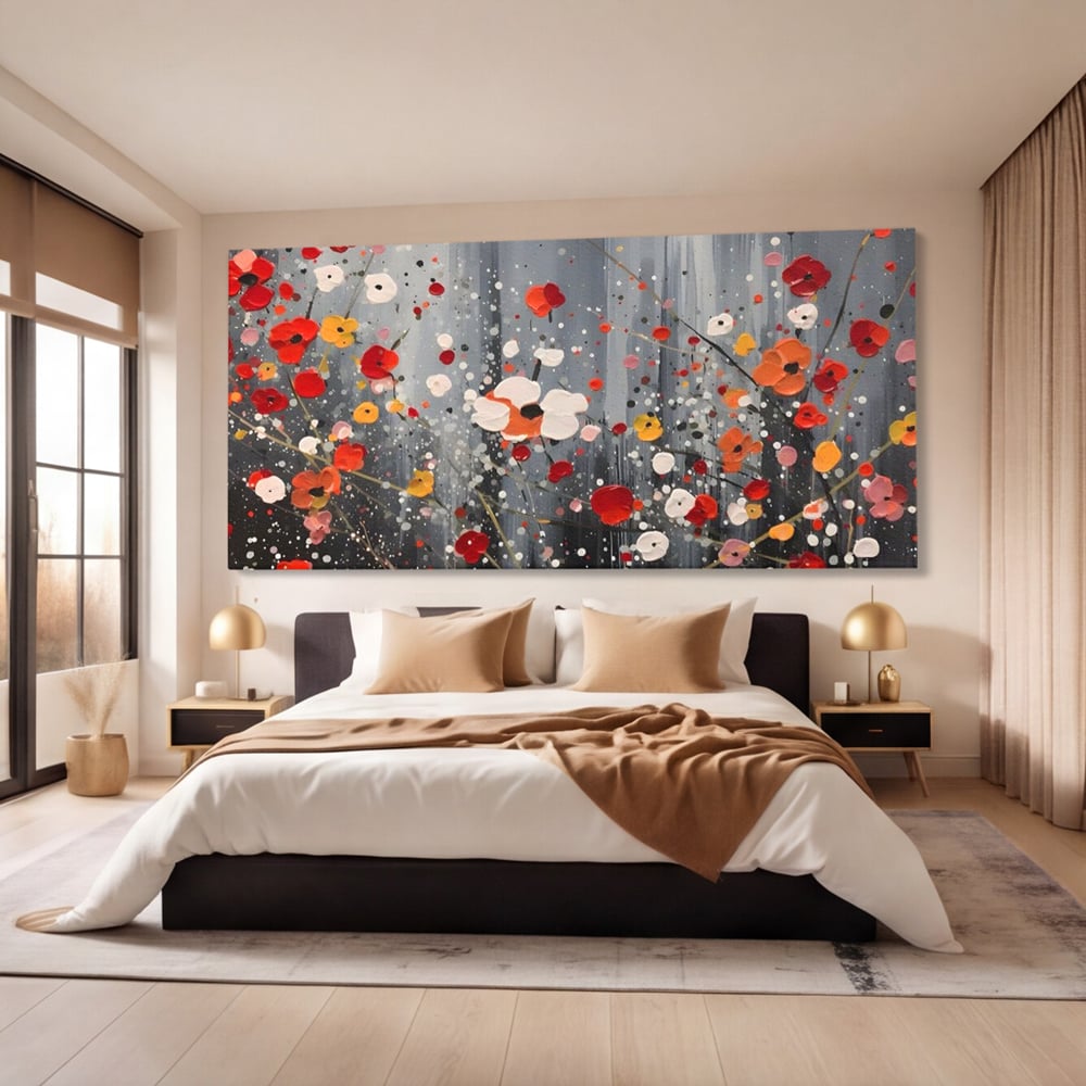Tablou Canvas Premium LuxCanva® A1629, Minimal Flowers ,  Living, Flori, Natura, Decorativ, Dormitor, Culori Vibrante