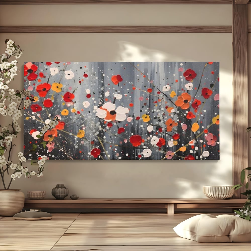 Tablou Canvas Premium LuxCanva® A1629, Minimal Flowers ,  Living, Flori, Natura, Decorativ, Dormitor, Culori Vibrante