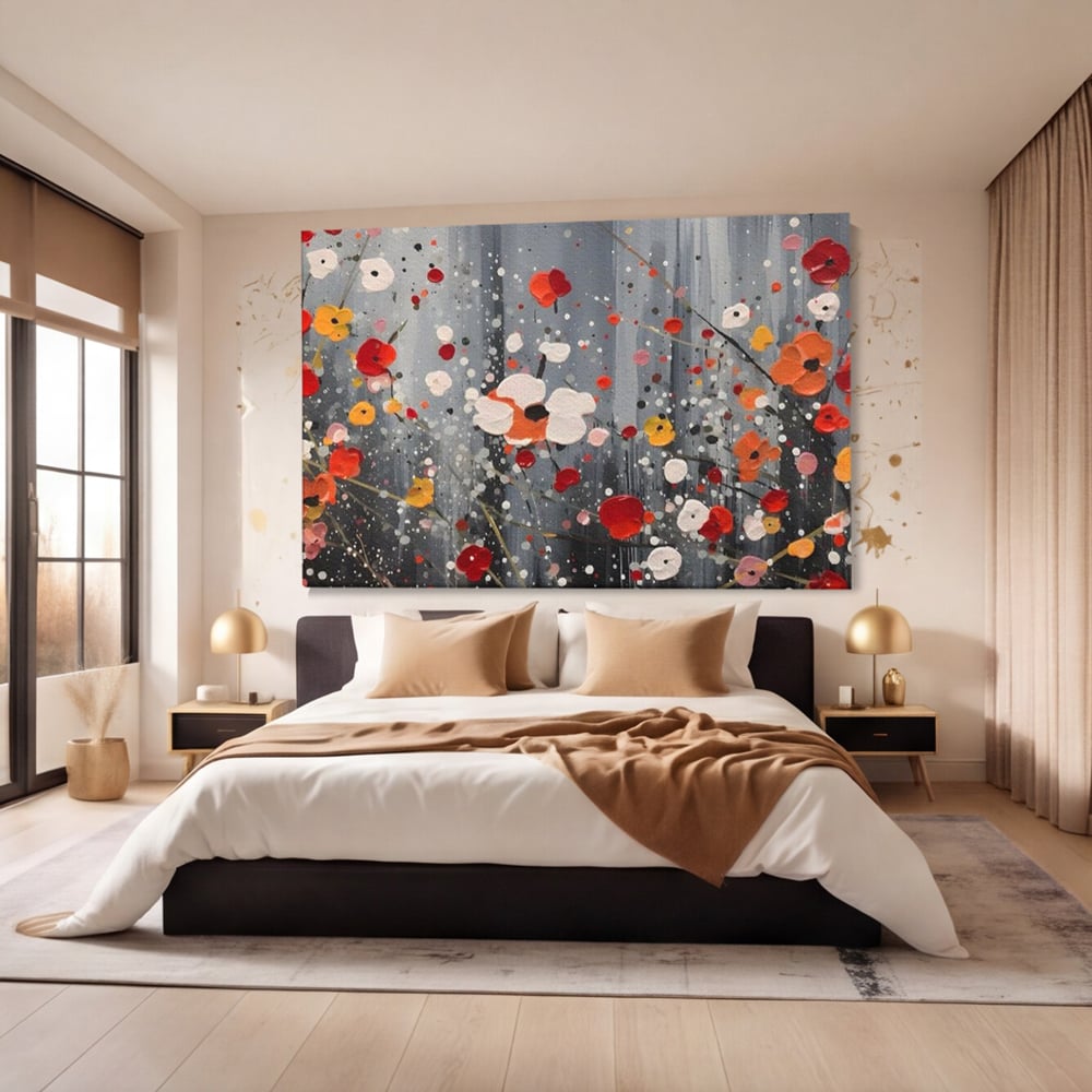Tablou Canvas Premium LuxCanva® A1629, Minimal Flowers ,  Living, Flori, Natura, Decorativ, Dormitor, Culori Vibrante