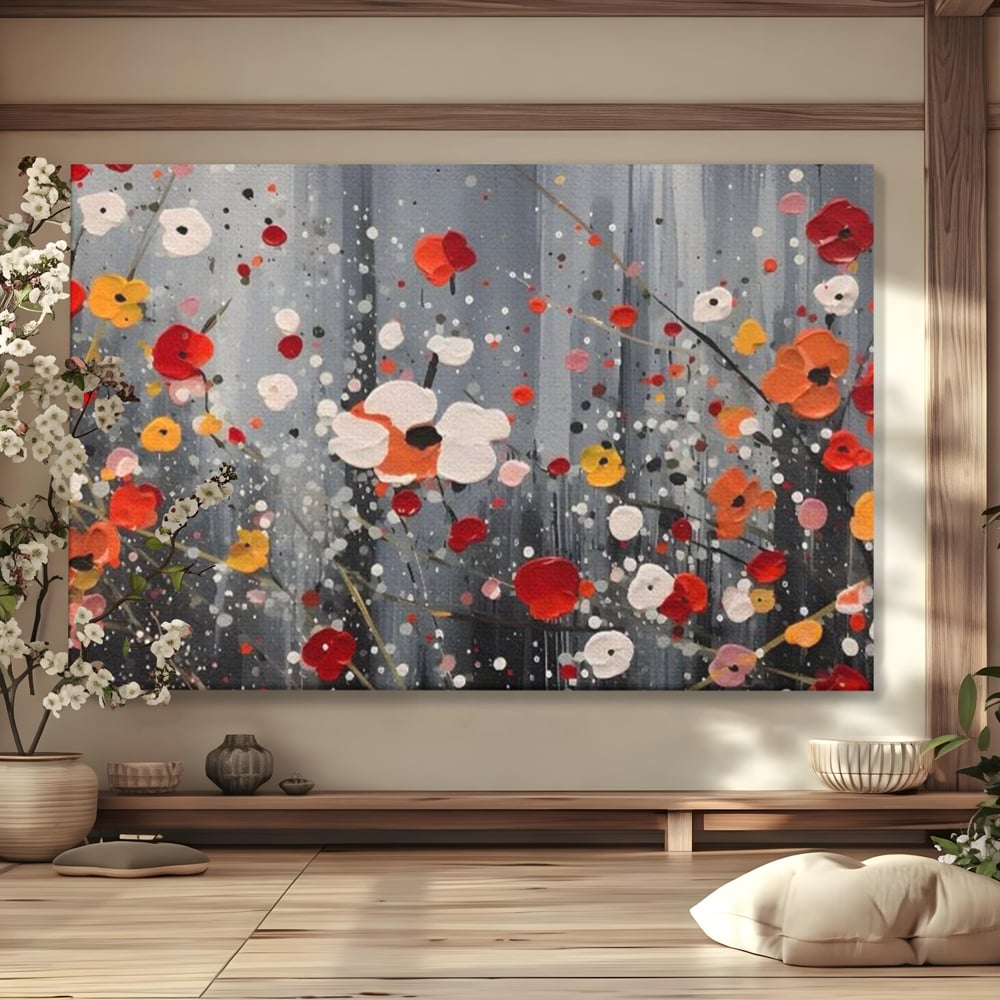 Tablou Canvas Premium LuxCanva® A1629, Minimal Flowers ,  Living, Flori, Natura, Decorativ, Dormitor, Culori Vibrante