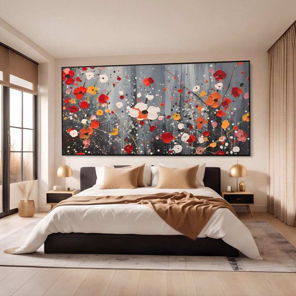 Tablou Canvas Premium LuxCanva® A1629, Minimal Flowers ,  Living, Flori, Natura, Decorativ, Dormitor, Culori Vibrante
