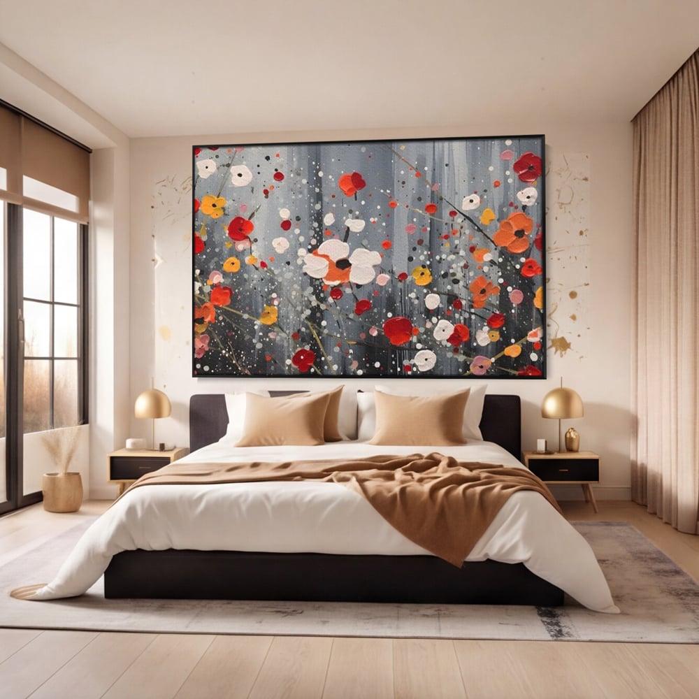 Tablou Canvas Premium LuxCanva® A1629, Minimal Flowers ,  Living, Flori, Natura, Decorativ, Dormitor, Culori Vibrante