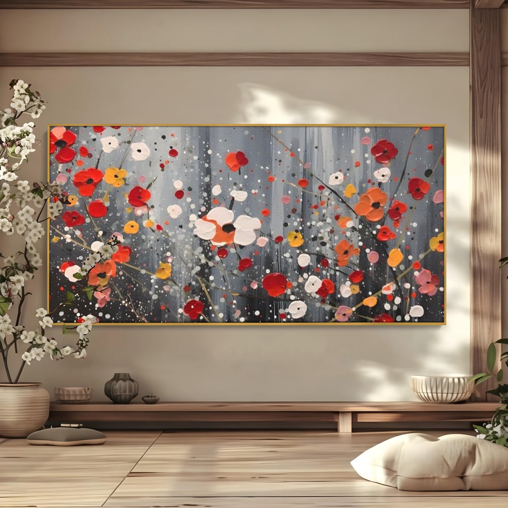 Tablou Canvas Premium LuxCanva® A1629, Minimal Flowers ,  Living, Flori, Natura, Decorativ, Dormitor, Culori Vibrante