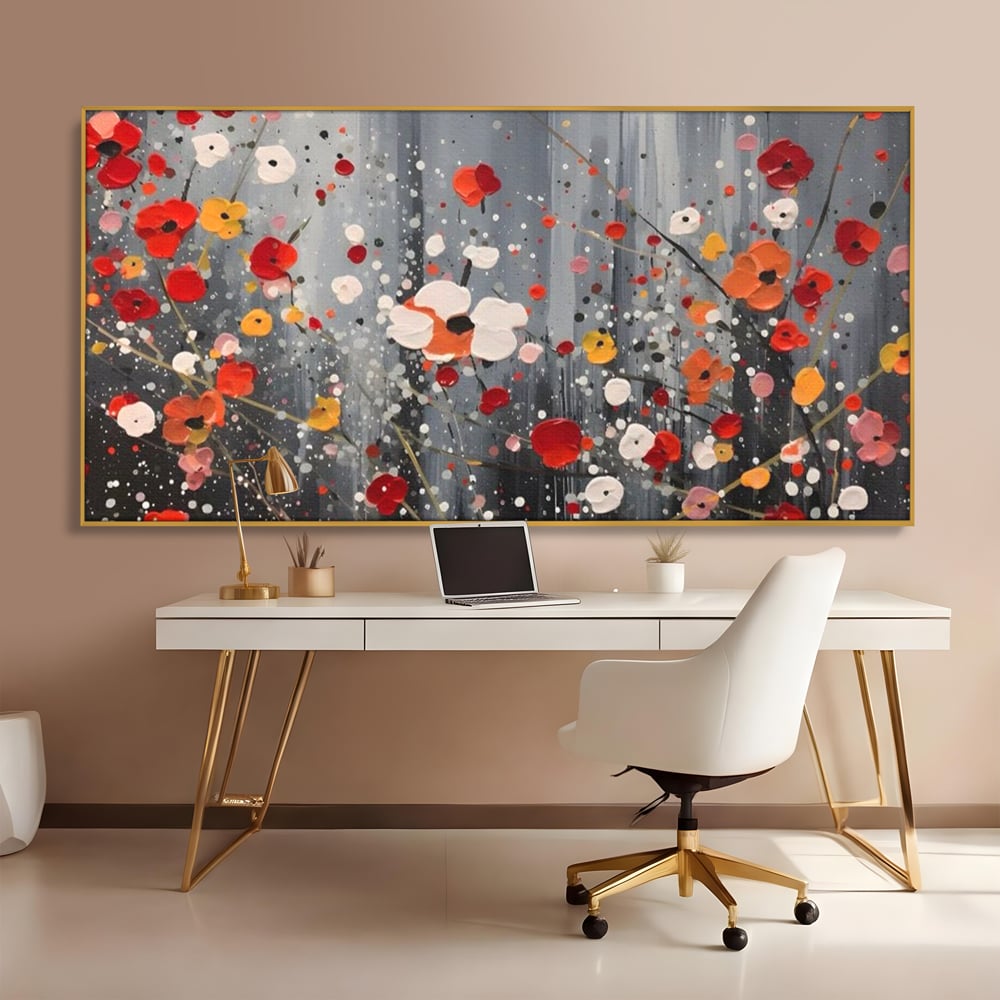 Tablou Canvas Premium LuxCanva® A1629, Minimal Flowers ,  Living, Flori, Natura, Decorativ, Dormitor, Culori Vibrante