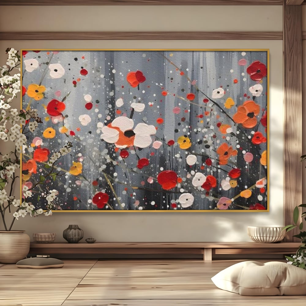Tablou Canvas Premium LuxCanva® A1629, Minimal Flowers ,  Living, Flori, Natura, Decorativ, Dormitor, Culori Vibrante