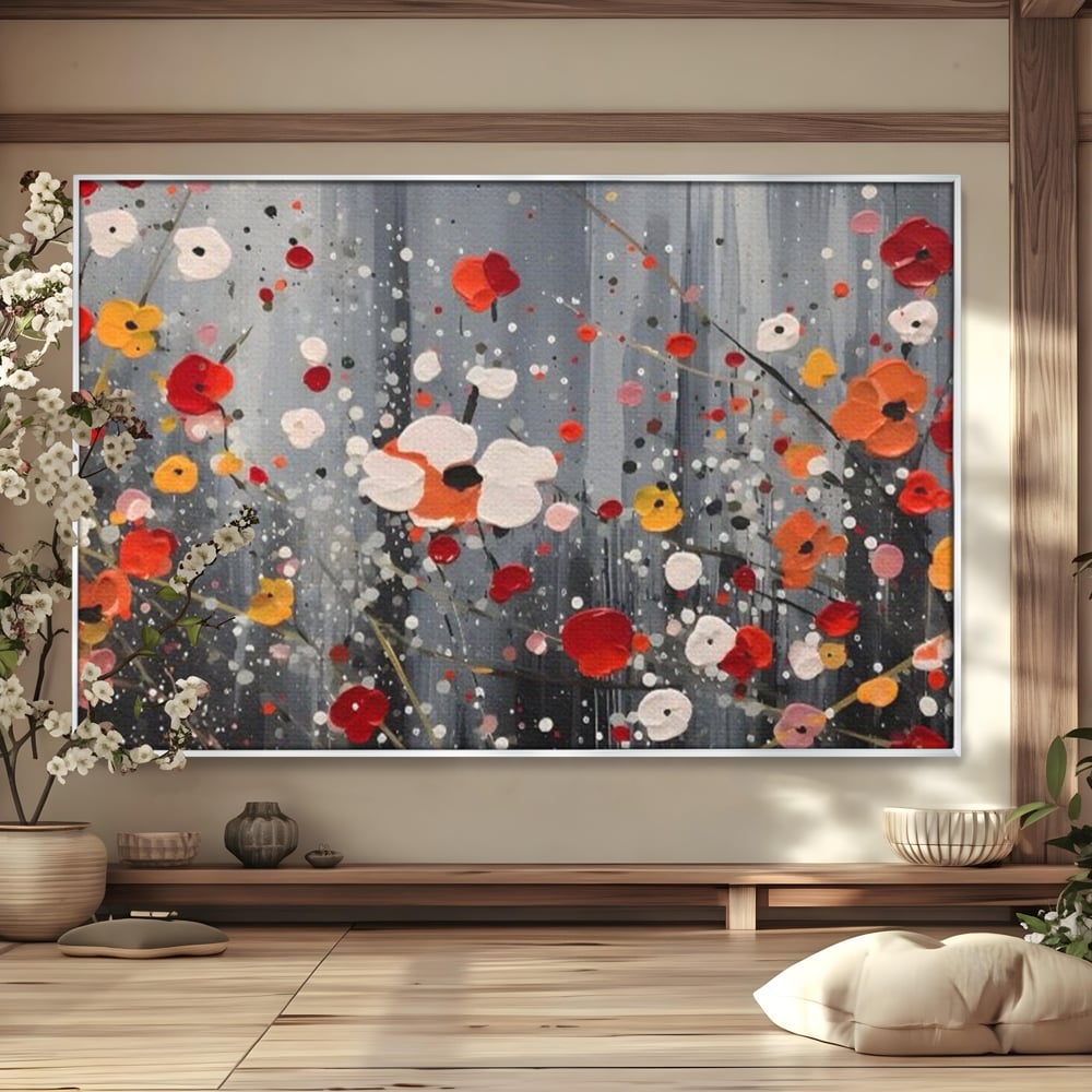 Tablou Canvas Premium LuxCanva® A1629, Minimal Flowers ,  Living, Flori, Natura, Decorativ, Dormitor, Culori Vibrante
